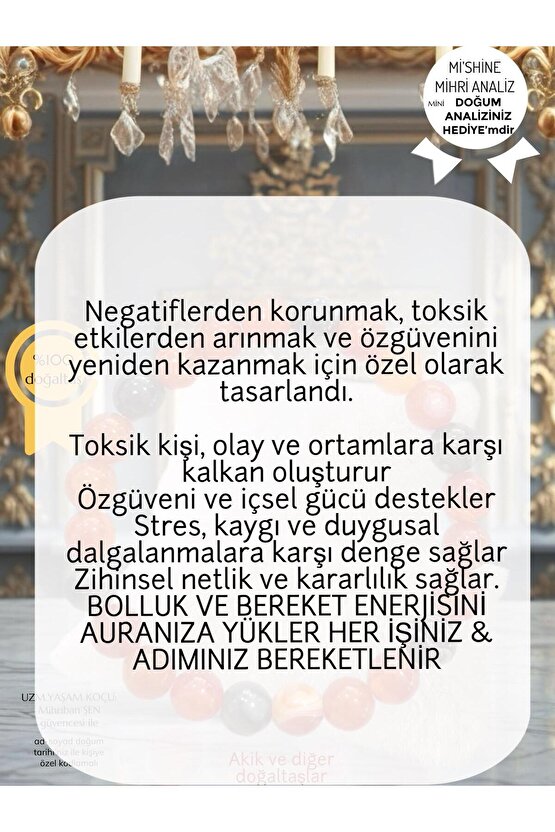 Doğaltaş Akik Özgüven Statü Bilekliği
