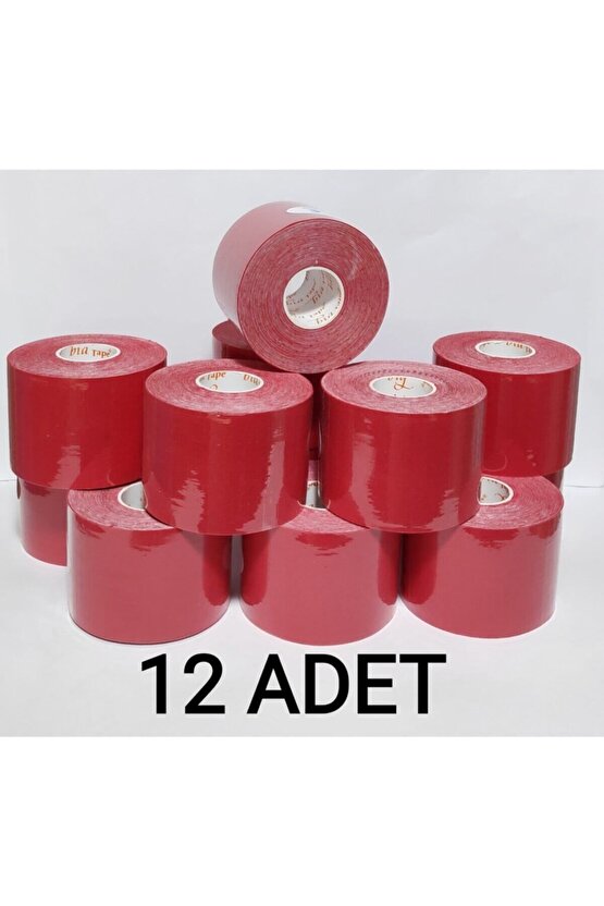 Bia Tape Kinesio 5 cm X 5 m - Kırmızı Rengi Sporcu Ağrı Bandı 12li