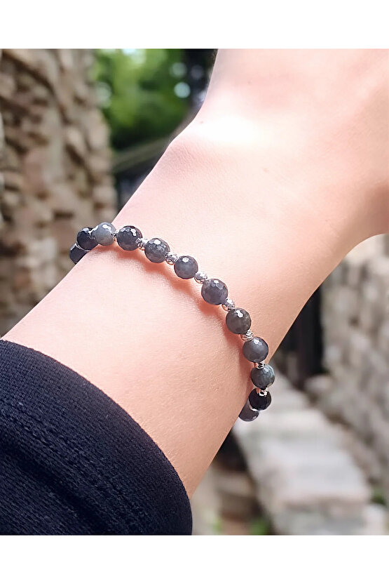 Zümrüt  Zümrüt Taşı Bileklik 6 mm 925 Ayar gümüş