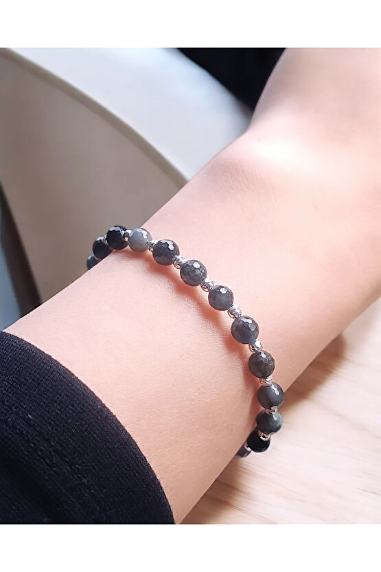 Zümrüt  Zümrüt Taşı Bileklik 6 mm 925 Ayar gümüş