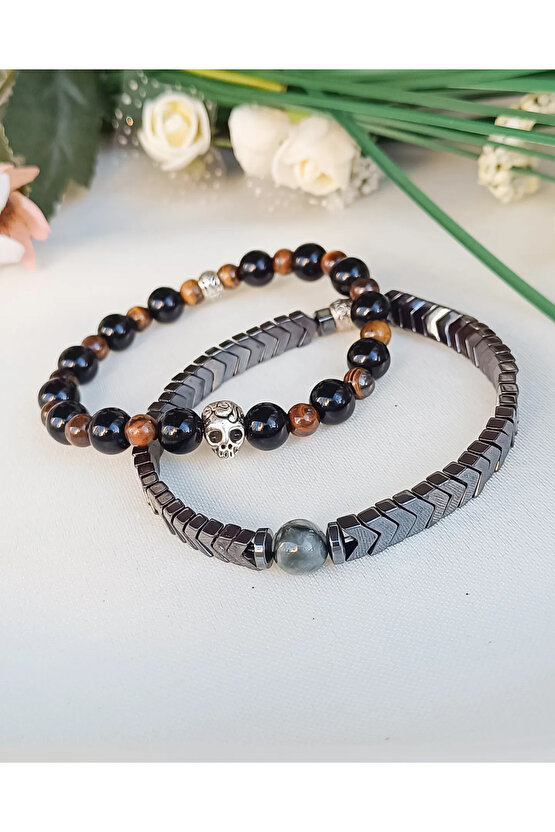 Doğal Taş Erkek Bileklik Kaplan Gözü Taşı