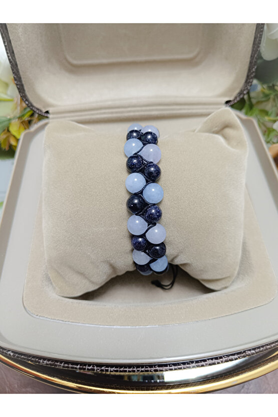 Yıldız&mavi Kuvars Doğal Taş Bileklik