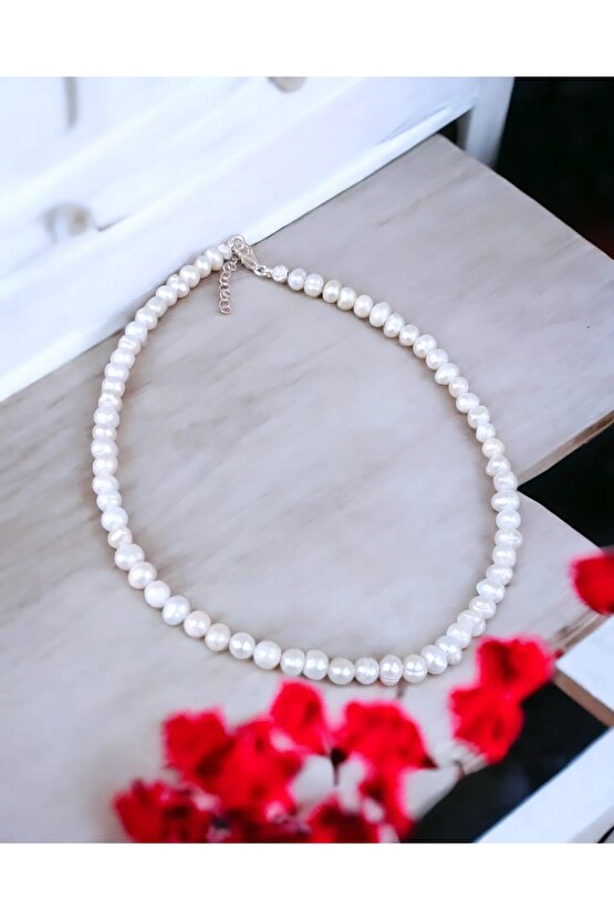 Saf Su İnci Kolye 925 Ayar Gümüş