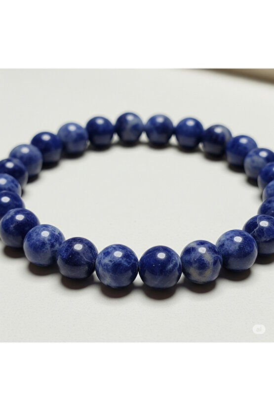 Sodalit doğal taş bileklik kadın ve erkek için gökyüzü tonlarında