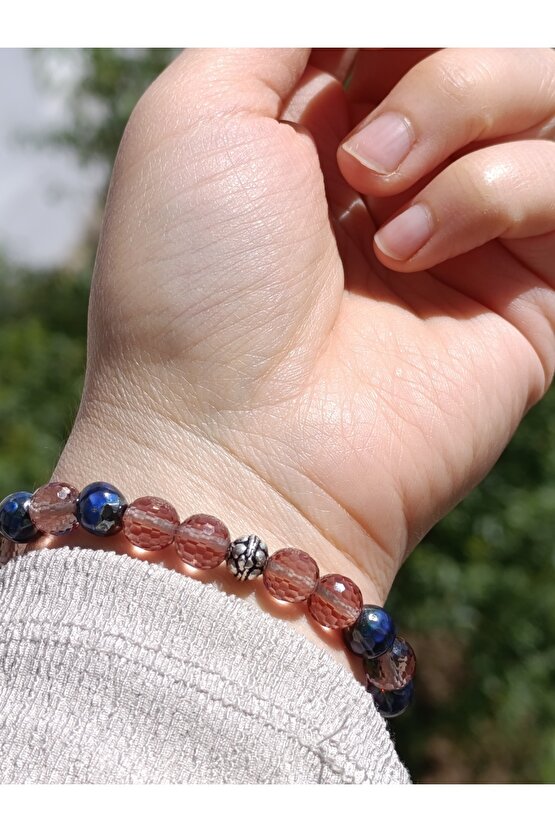 His ve zultanit taşlarından oluşan tasarım doğal taş bileklik 925 ayar gümüş aparatlı