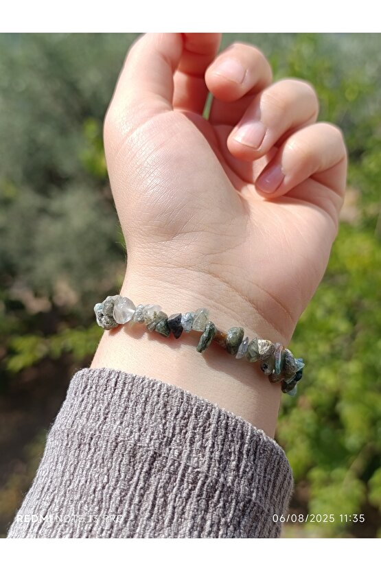 Yosunlu Akik Kırık Doğaltaş Kadın ve Erkek Bileklik