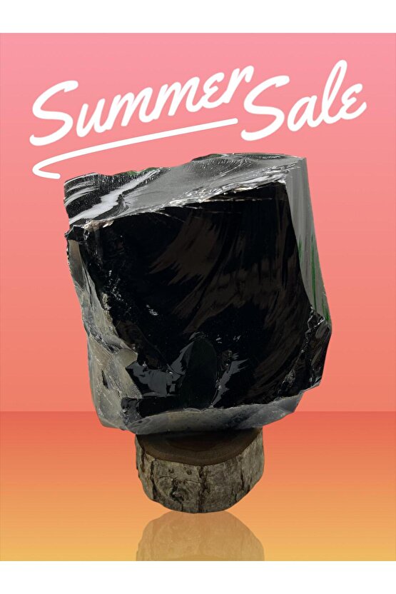 OBSİDYEN STANDLI KAYA(EJDERHA CAMI)(SERTİFİKALI)