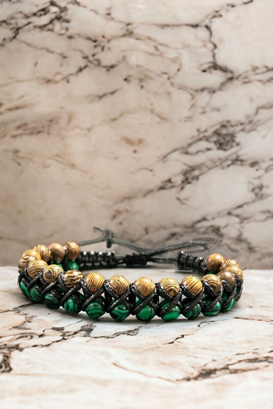 malahit Doğaltaş el yapımı örgü bileklik