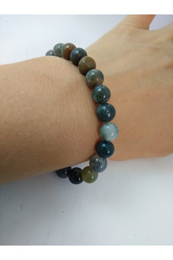 Yosunlu Akik Taşı Doğaltaş Unisex Bileklik