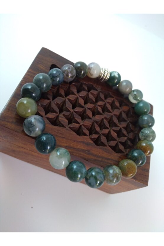 Yosunlu Akik Taşı Doğaltaş Unisex Bileklik