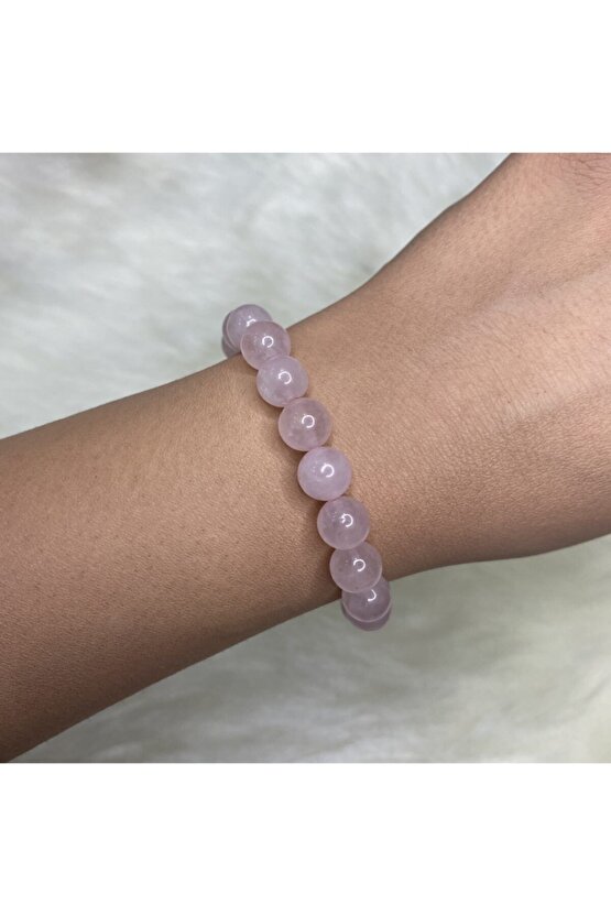 Pembe Kuvars Doğal Taş Bileklik 8mm