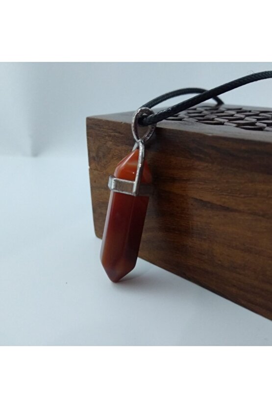 Akik Taşı Kolye Çivi Şeklinde Doğaltaş Kolye