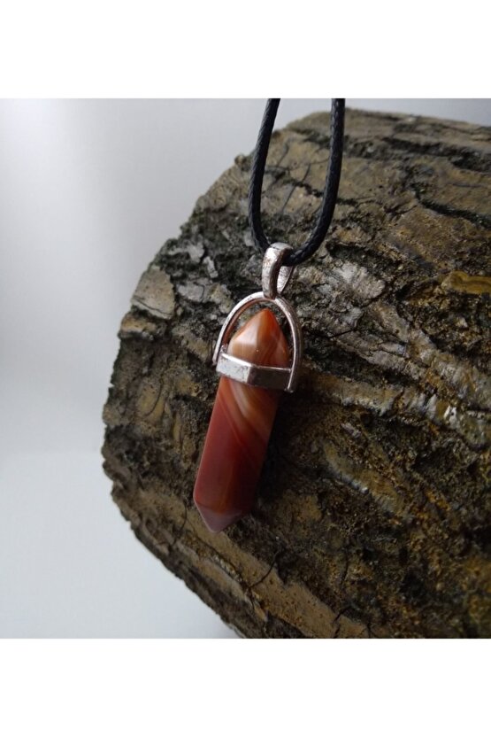 Akik Taşı Kolye Çivi Şeklinde Doğaltaş Kolye