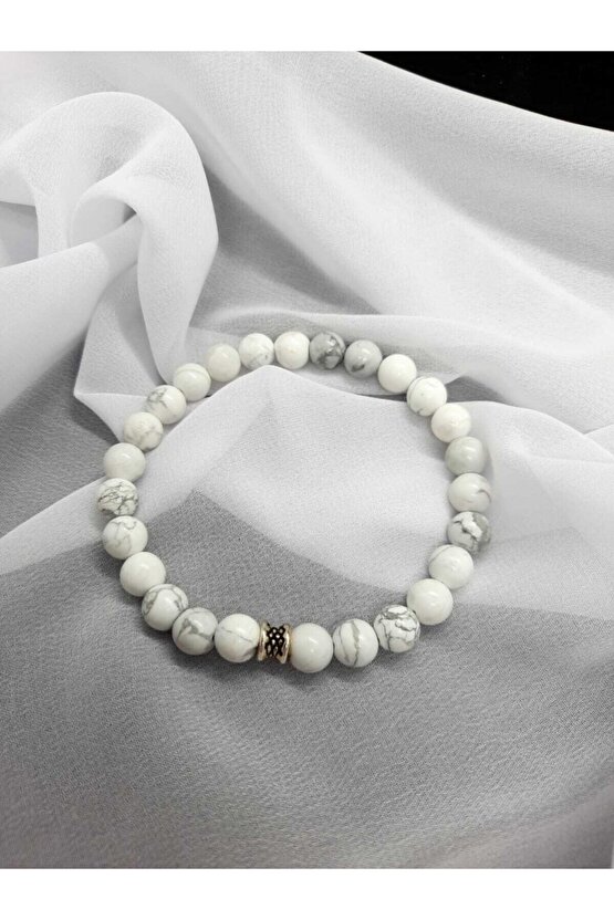 Unisex Beyaz Havlit Taşı Doğal Taş Bileklik