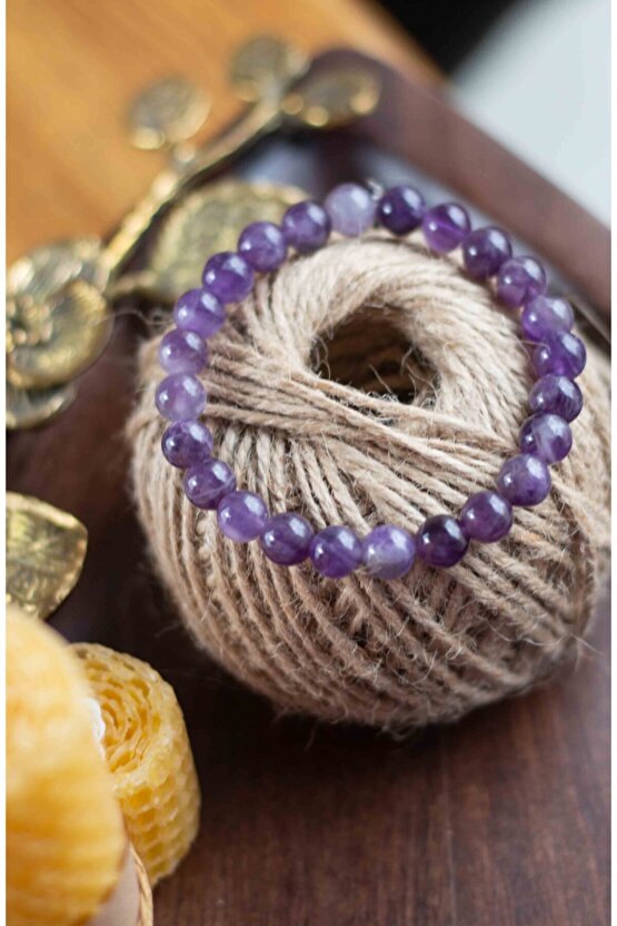 Ametist Taşı Doğaltaş Bileklik 8 Mm