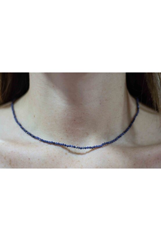 Lapis Lazuli Taşı Ince Doğaltaş Kolye 2mm