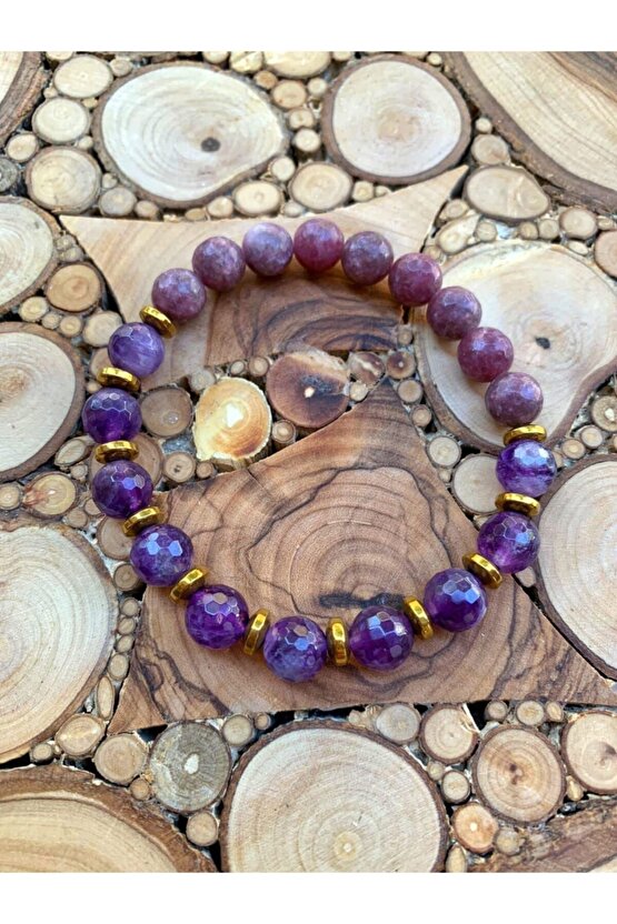 Ametist Ve Lepidolit Bileklik