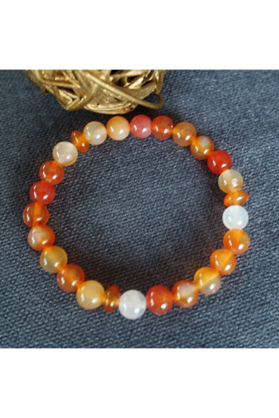 Yaratıcılık • Ilham • Tutku Için Bileklik (17 Cm Boy) - Doğal Carnelian Taşı