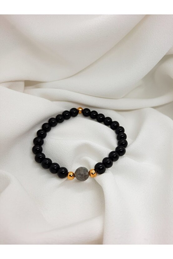 Çift Sevgili Eş Doğal Taş Bileklik Hediyelik Ürün Yıldız Taşı Akuamarin Obsidyen