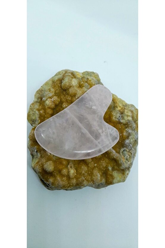 Doğaltaş Kalp Pembe Kuvars Gua Sha Yüz Masaj Taşı
