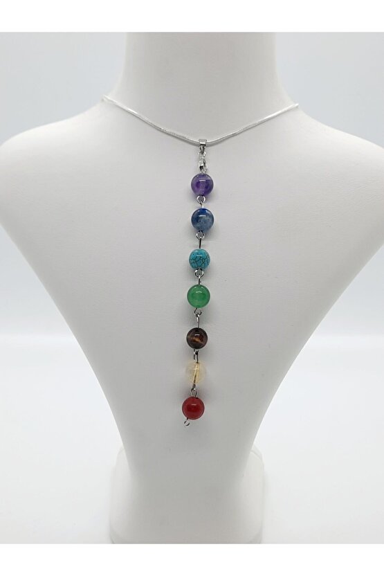 Doğal Taşlı Çakra Kolyesi 33 Cm