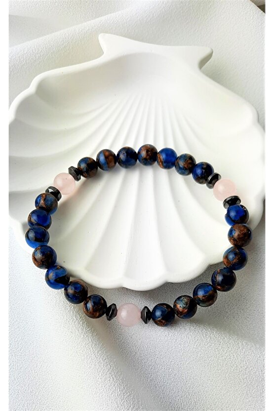 Çift Bilekliği, Sevgili , Eş Doğal Taş Bileklik Hediyelik Ürün Murano Kuvars ,pembe Kuvars Hematit