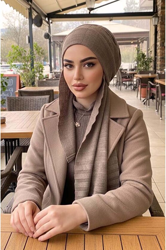 Vizon Triko Kelebek Bone Şal