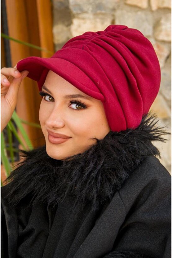 Bordo Kışlık Tesettür Şapka