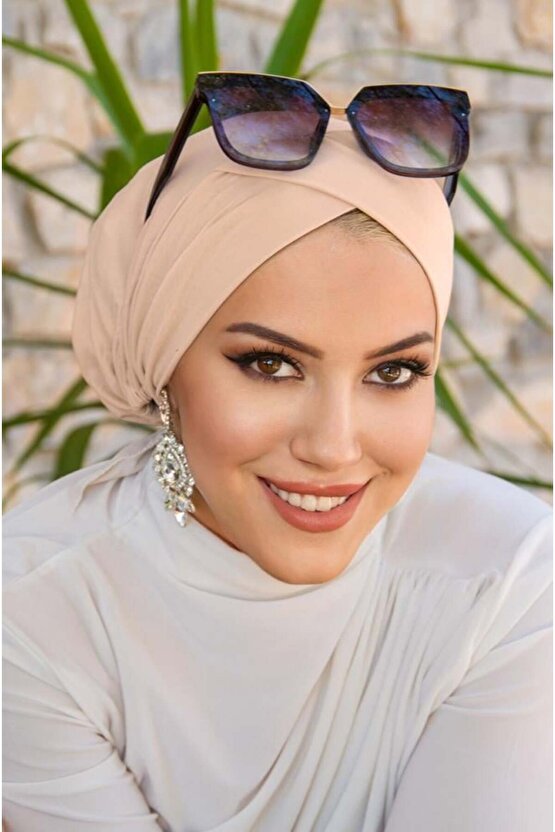 Kemik Krem Çapraz Bantlı Deniz - Havuz Bonesi