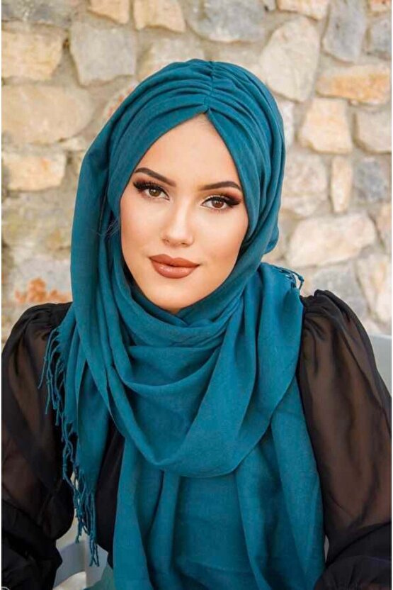 Petrol Büzgülü Hazır Şal