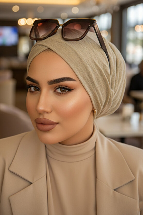 Vizon Bej Işıltılı Çapraz Bantlı Bone