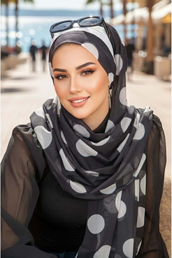 Siyah Puanlı Biritli Hazır Şal - 50200