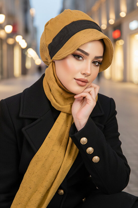 Hardal Desen Tesettür Şapka