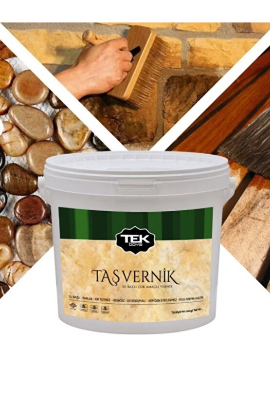 Tek Boya Parlak Su Bazlı Çok Amaçlı Taş Ve Ahşap Verniği 0.75 lt Şeffaf-Kokusuz Şeffaf Vernik