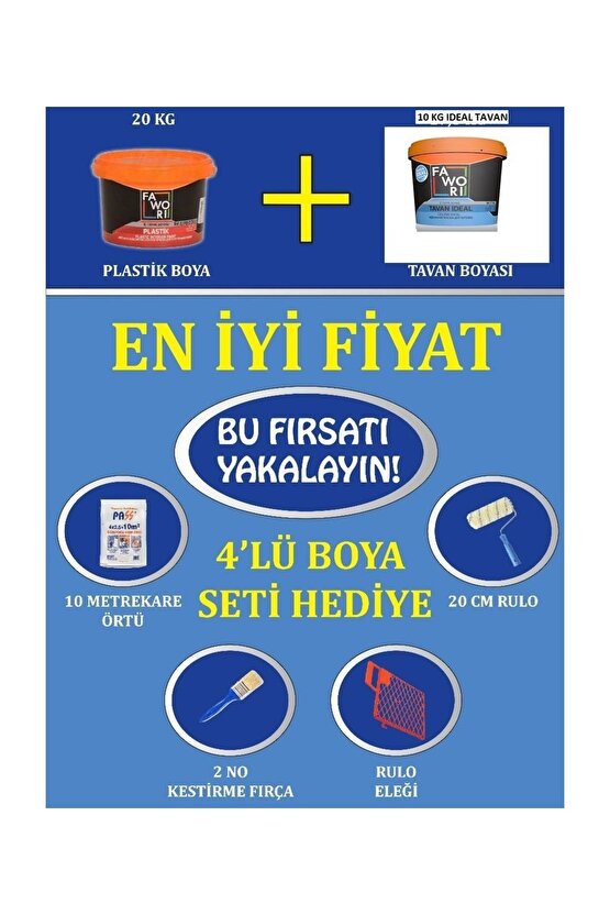 20 Kg Plastik Boya+10 Kg Tavan İdeal+Hediye Kül Gri