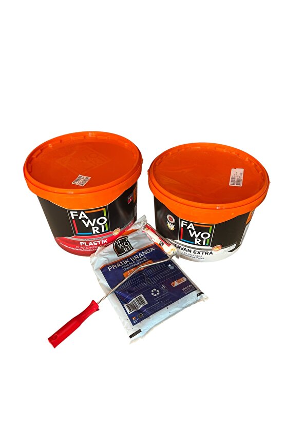 Boya Seti Plastik Iç Cephe Duvar Boyası 20kg 17.5lt Tavan Boyası Branda Mini Rulo Kum Beji