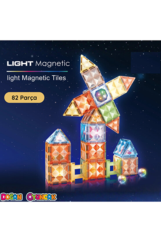 Orijinal Magnetic Tiles Star Diamond Light Version 82 Parça Işıklı Manyetik Lego - Mıknatıslı Lego L