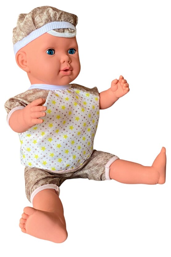 Büyük Boy Türkçe Konuşan Kel Şapkalı Et Bebek Oyuncak (60 CM)