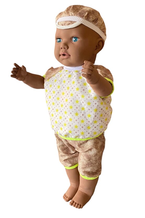 Oynar Gözlü Türkçe Konuşan Siyahi Berke Kel Et Bebek 60 Cm. - Konuşabilen Bebek - Kel Büyük Bebek