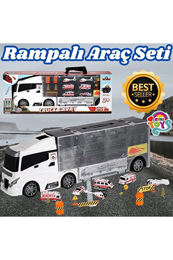 Rampalı Ambulans Tır Seti - Ambulans Taşıyıcı Tır - Kaydıraklı Kamyon - Araç Yol Seti - Tır Yol Seti