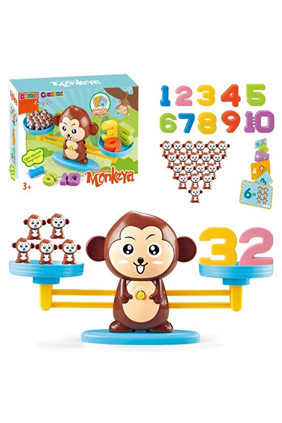 Eğitici Maymun Denge Oyunu - İşlem Kartlı Matematik Öğretici Oyun Seti - Eğitici Matematik Oyunu - A