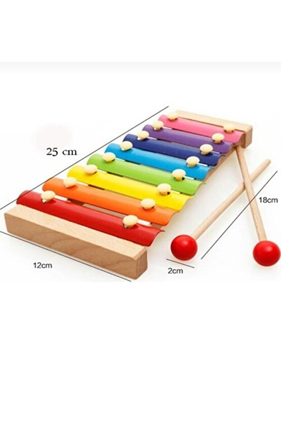 Eğitici Ahşap Ksilofon 8 Nota 8 Ton 25 Cm - EGC-236