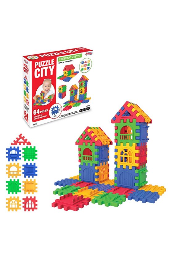 Puzzle City 64 Parça - Yapı Oyuncak Oyuncaklar - Yapı Oyuncakları - Puzzle City Oyuncak