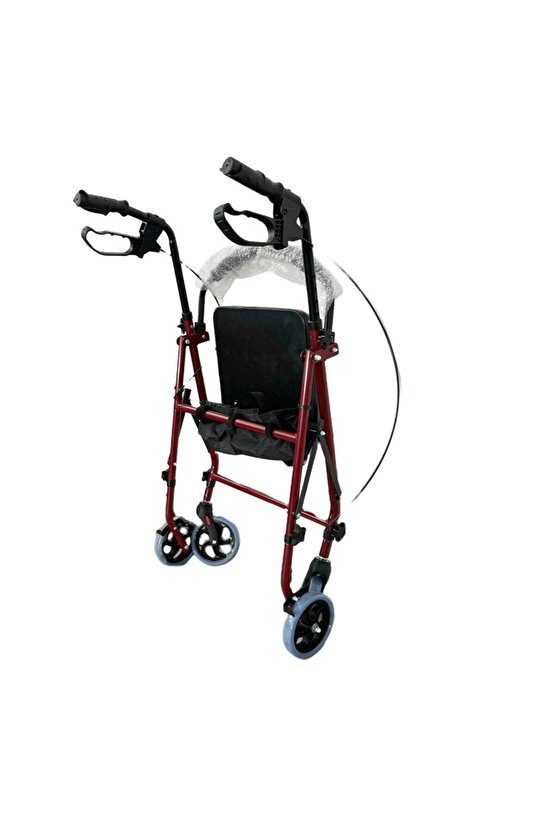 Pambukcuk Çantalı Arkalıklı Tekerlekli Yürüteç Walker Ekonomik Rollator Hasta Yaşlı Yürüteci 8026