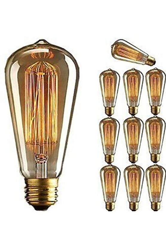 10 Adet 4 Watt Amber Işık Kaliteli Rustik Ampul, 300 Lümen 4 Watt 25000K Amber Işık Led Rustik Ampul