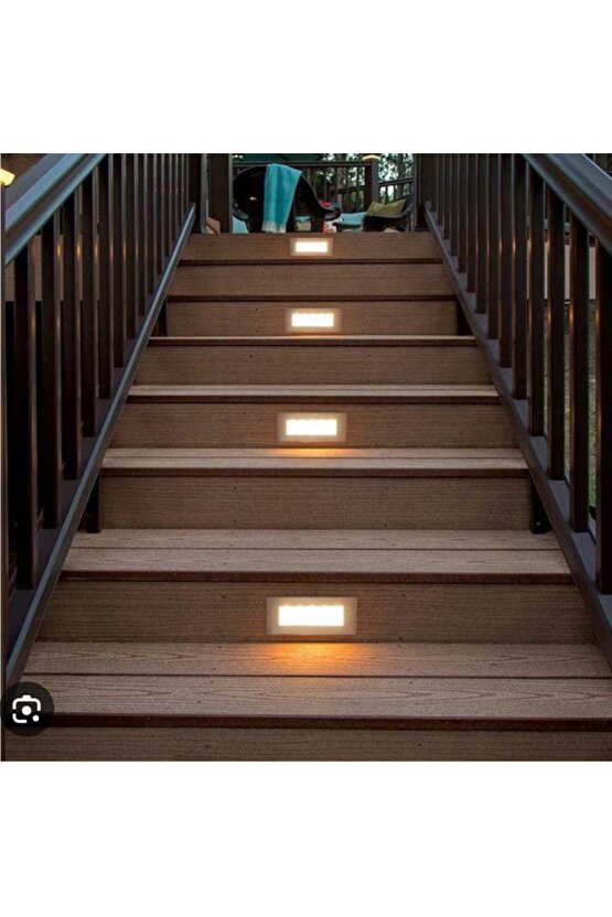 5 Watt, 3200 Kelvin, Sensörsüz Dış Mekan ve Nemli Alan Dikdörtgen Merdiven Led, IP65 Armatür 17x7 Cm