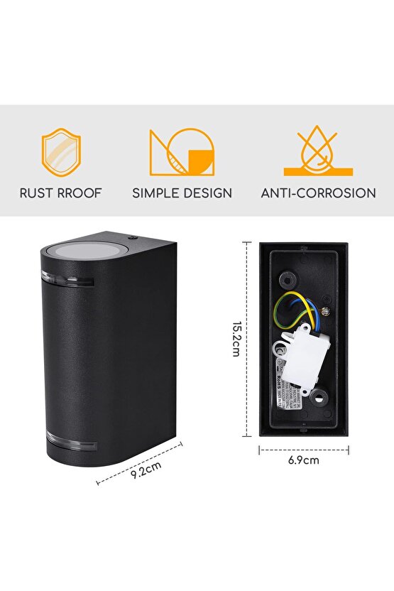 Alüminyum Çift Yönlü Elektrikle Çalışır 14 Watt BEYAZ IŞIK İç ve Dış Mekan Bahçe Balkon Salon Apliği