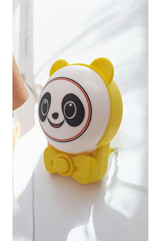 Sevimli Panda Bebek Çocuk Odası Gece Lambası, Prize Tak Çalıştır Anahtarlı, 2 Watt Beyaz Işık Ledli