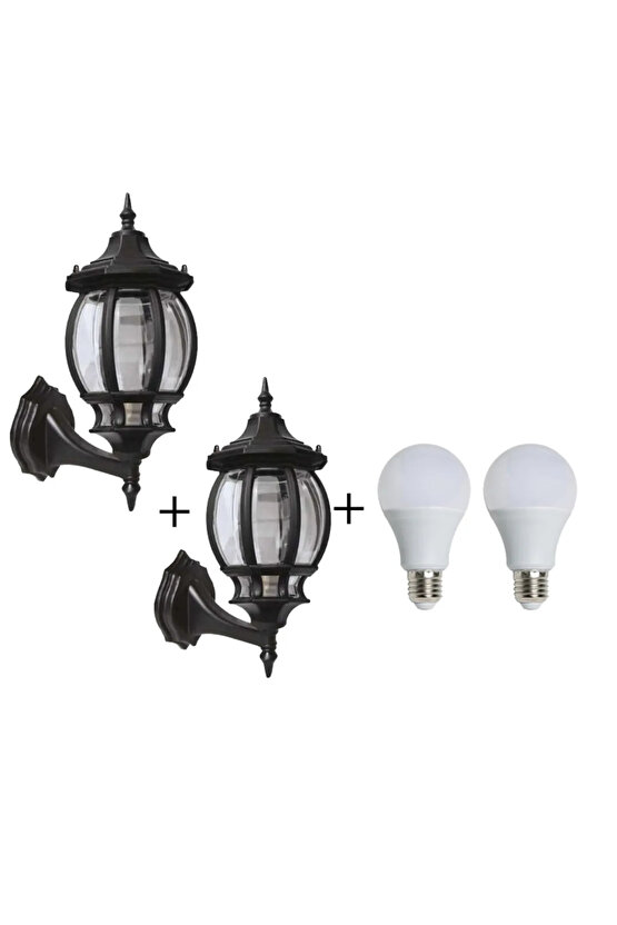 2 Adet Dekoratif Duvar Armatürü, Sekizgen Konsollu Bahçe Apliği, E27 Duylu Aplik