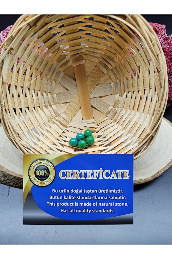 5 Adet Krizokol Doğal Taş Boncuk (8 Mm) (sertifikalı)